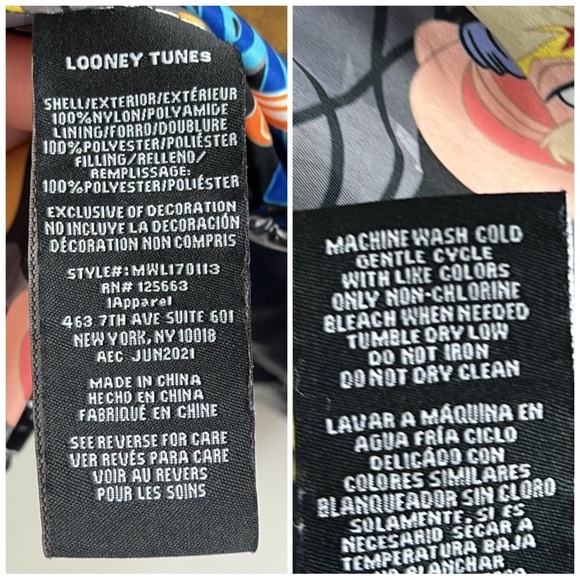 Members Only Space Jam Looney Tunes Black Puffer Jacket Size Large - Picture 13 of 16